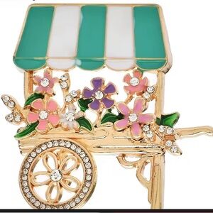 Flower Cart Brooch with Green Canopy